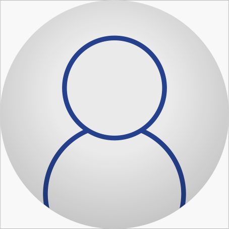 A simplified icon featuring a simple blue silhouette of a person on a light grey circular background.